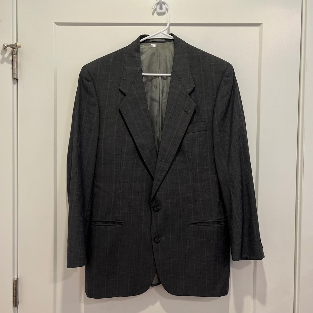 Givenchy Gentleman Grey Plaid Two Button Blazer Sport Coat Vintage 42R
